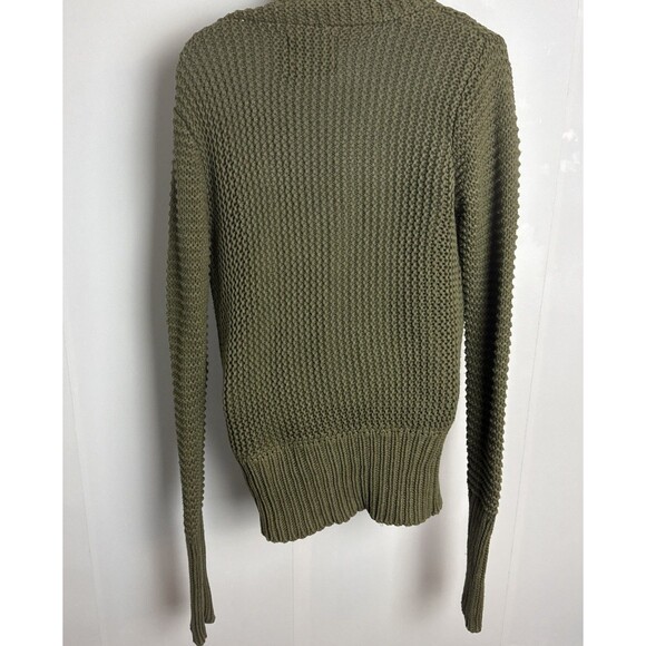 American Eagle Womens Sweater Shawl Neck Med Green Chunky Knit Wrap Y2K Preppy‎ - Picture 7 of 10